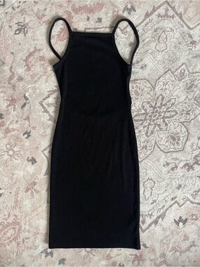 Community Black Ribbed Backless Tank Midi Dress - Women M